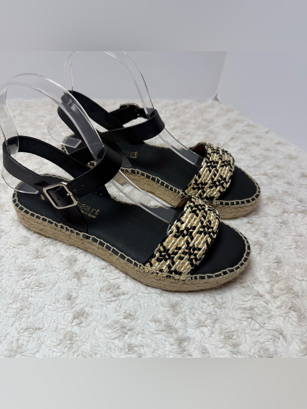 Woven Black & Natural Espadrille Sandals for Women Made in Spain